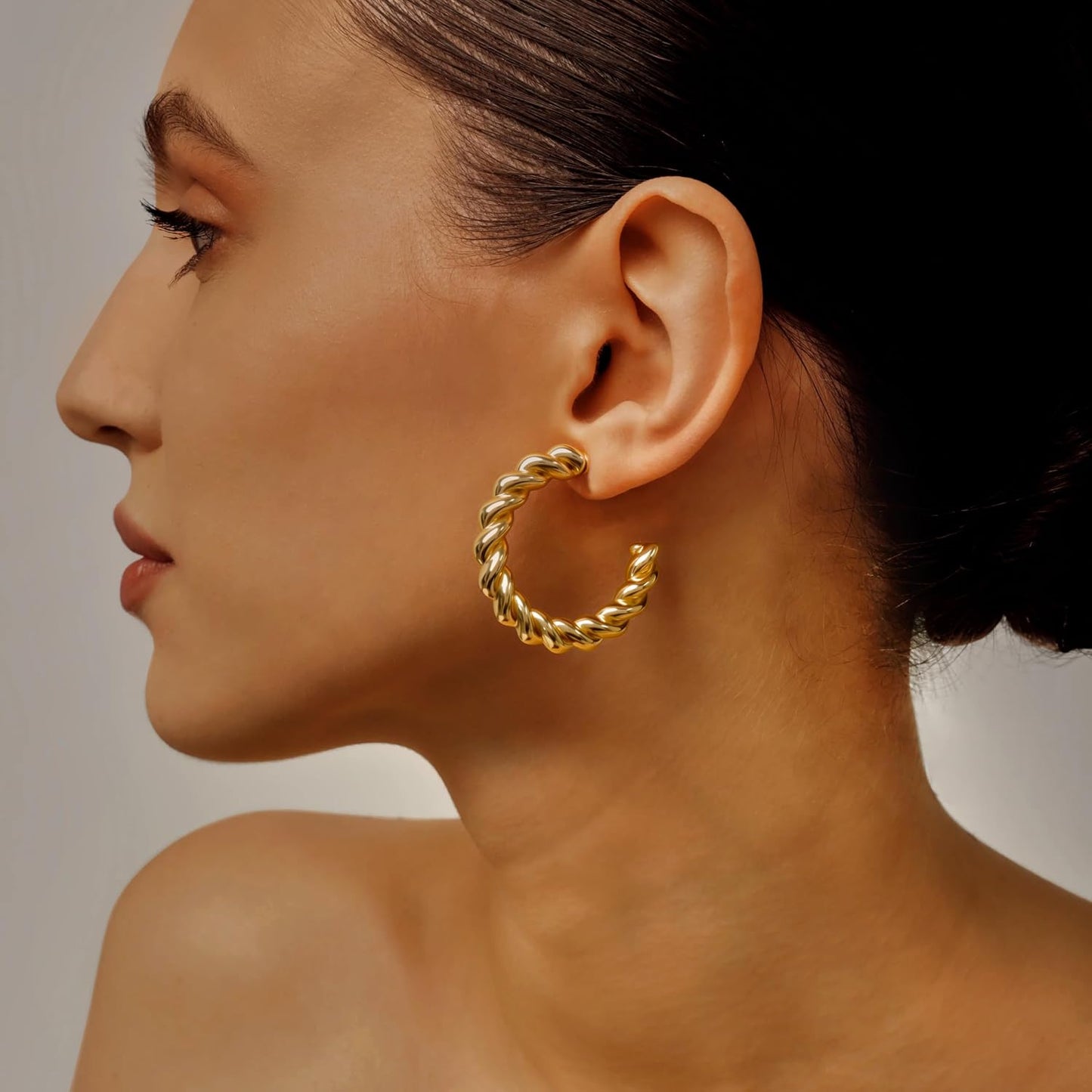 12 pares de aretes de aro gruesos de oro para mujer, modernos, chap...