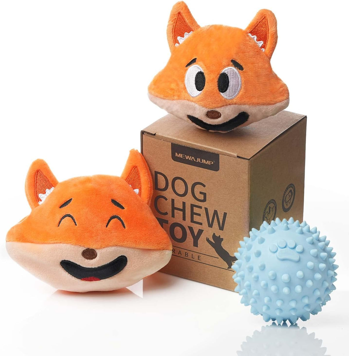 MewaJump Juguetes Chirriantes para Perros con Bola 3-en-1 de Peluch...