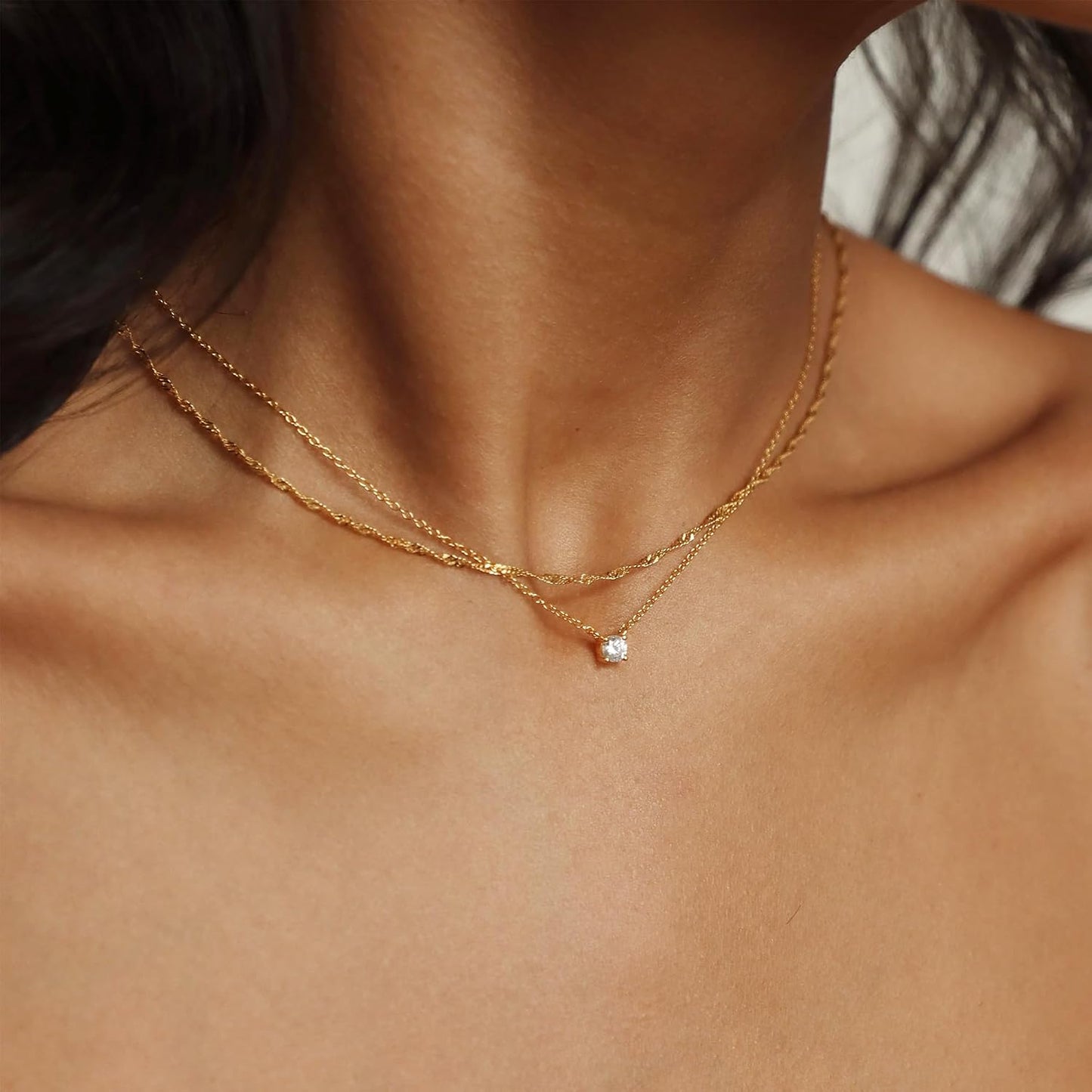 BAYLAY Collar de cadena de oro para mujer, chapado en oro de 18 qui...
