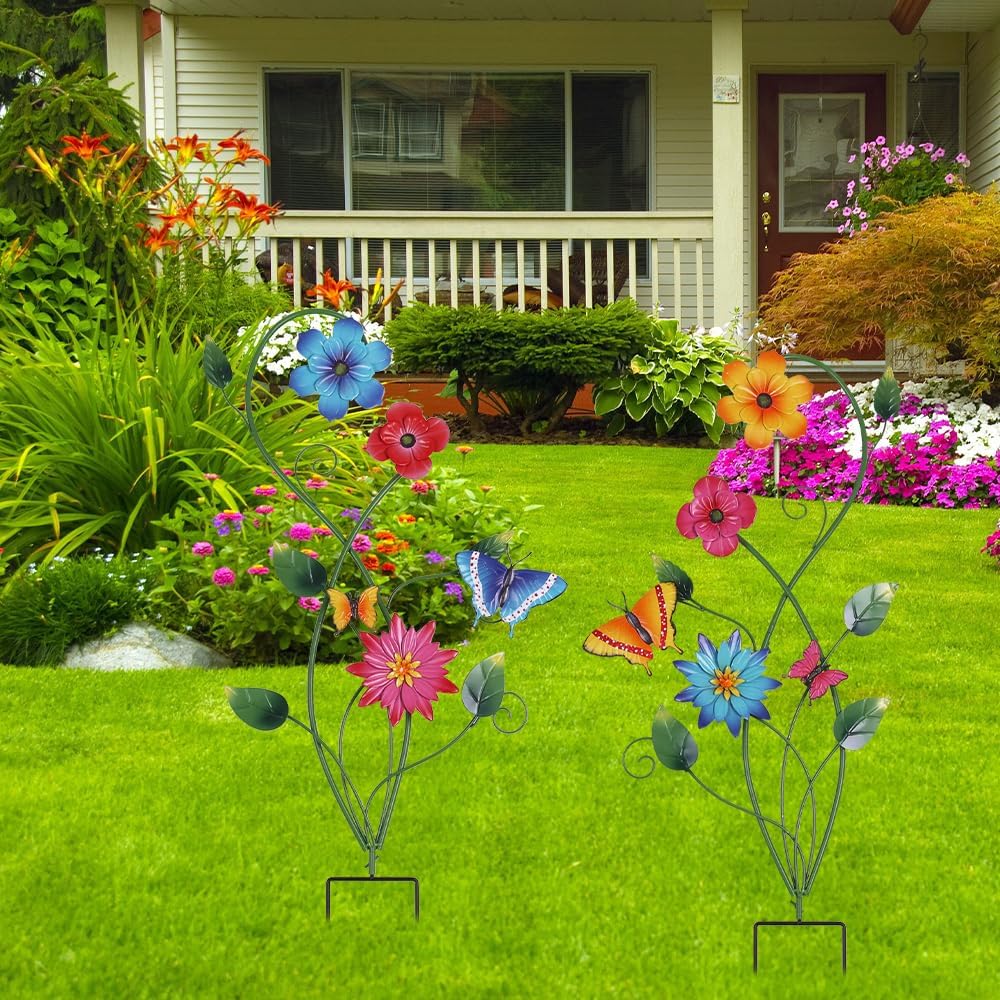 YEAHOME Decoración de jardín para exteriores, paquete de 2 estacas...