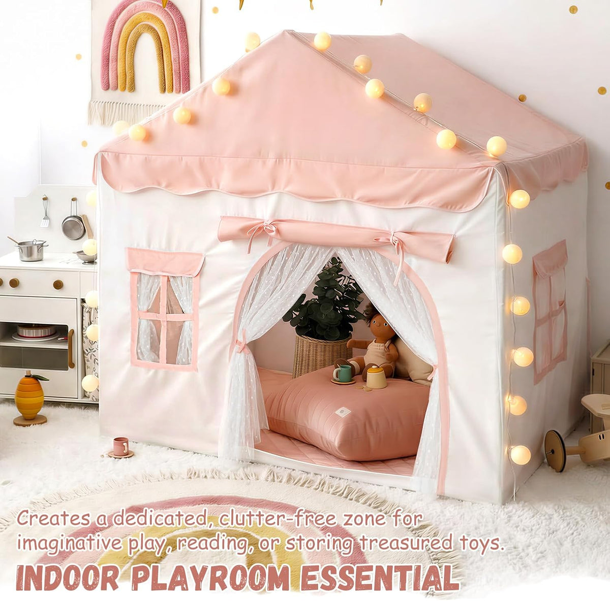 Tienda de campaña para niños con doble puerta castillo de juegos pa...