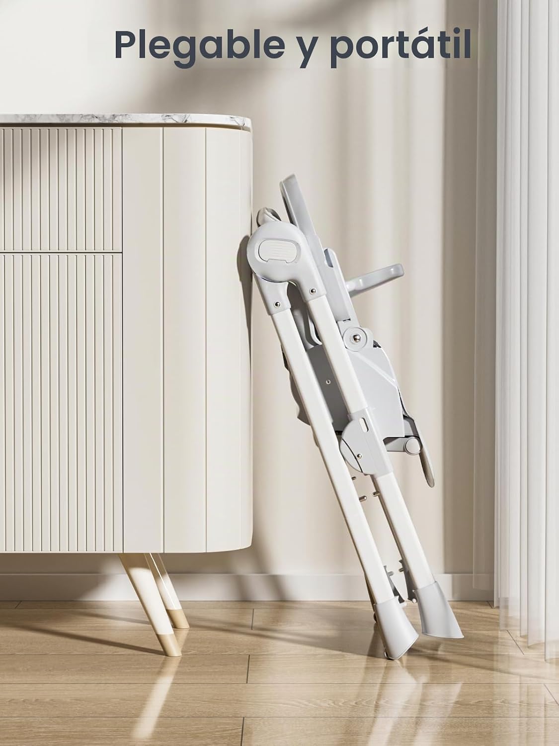 Meetaglow Silla alta para bebé, silla alta plegable convertible par...