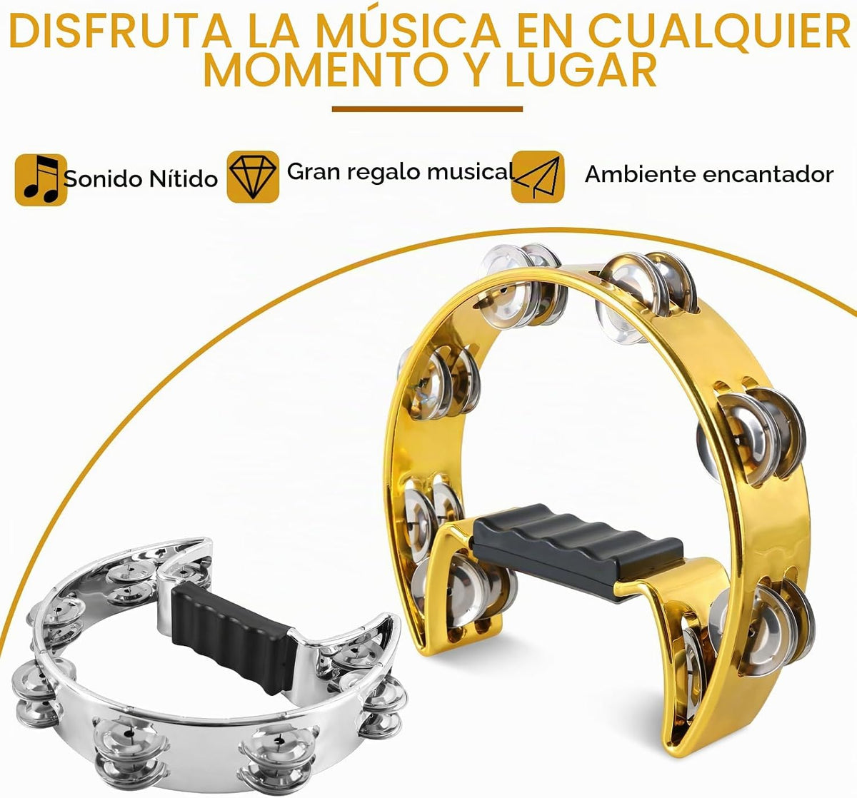 EASTROCK Pandereta Instrumento de percusión musical de una hilera d...