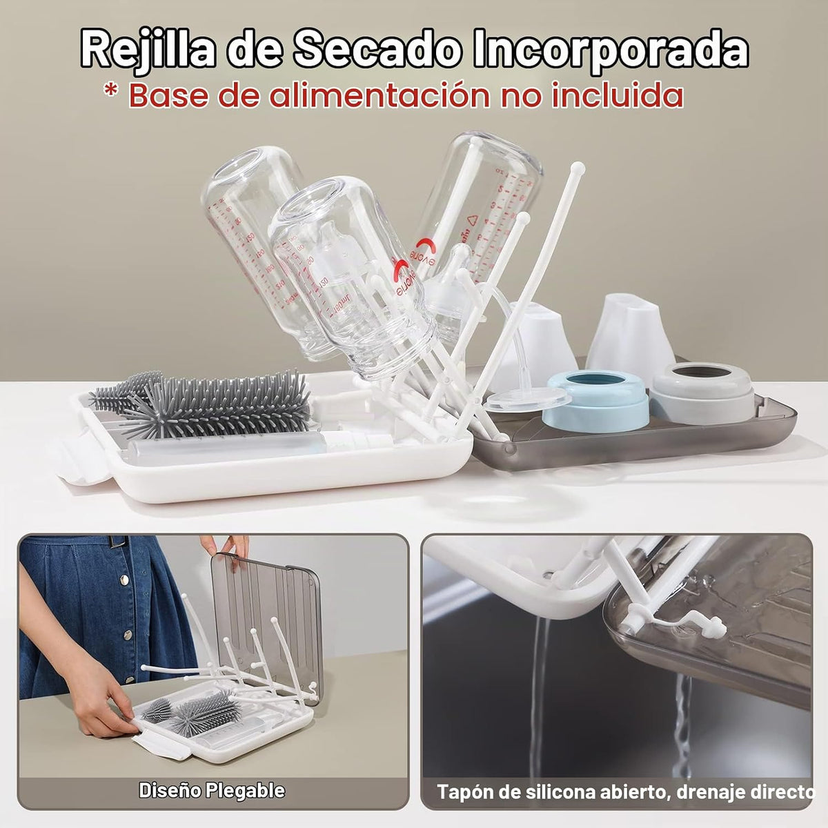 Cepillo para biberones, juego de limpiador de biberones 6 en 1 con...