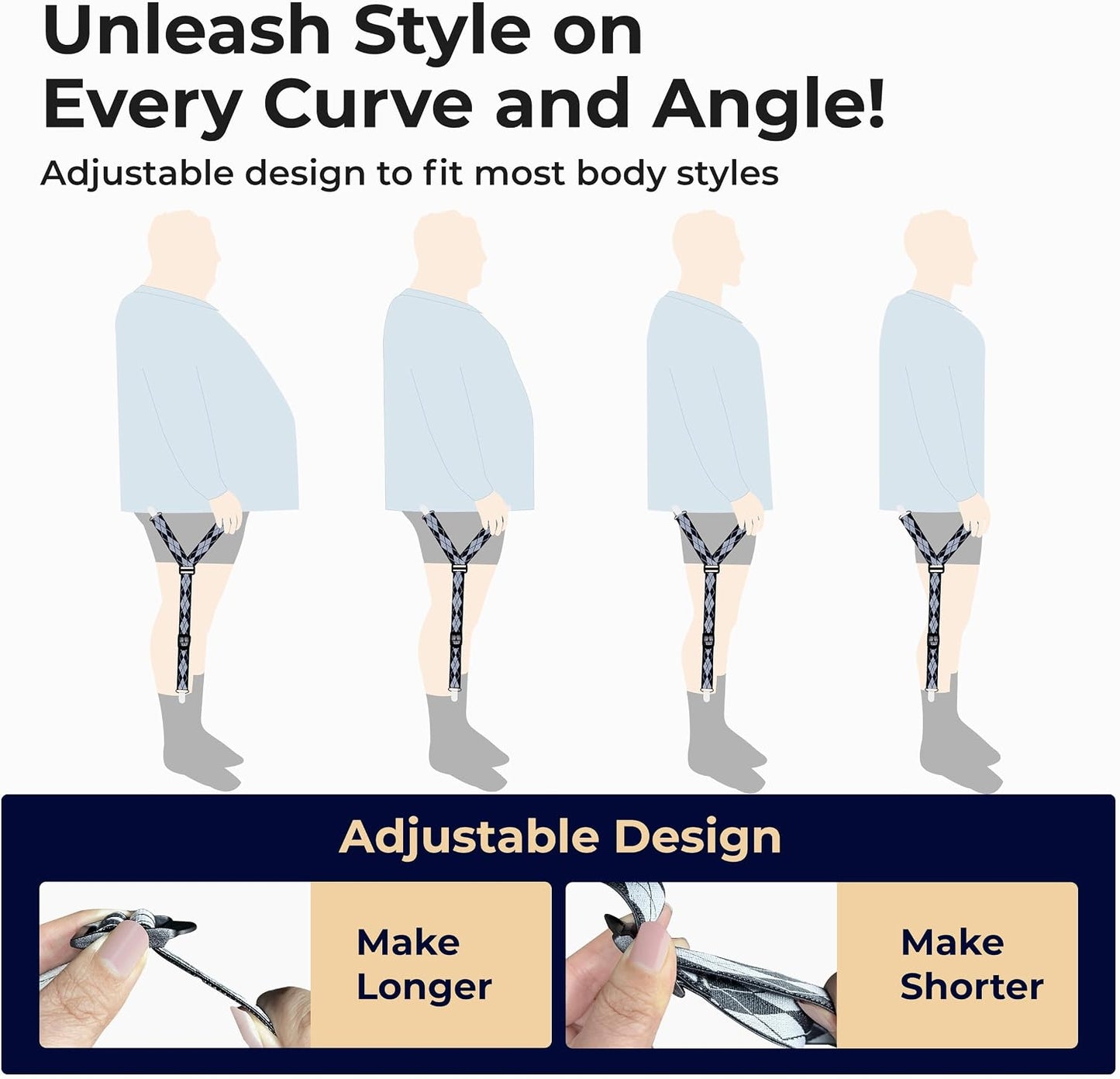 Tirantes de Camisa Ajustables Suaves y Lisos Elásticos con Clips An...
