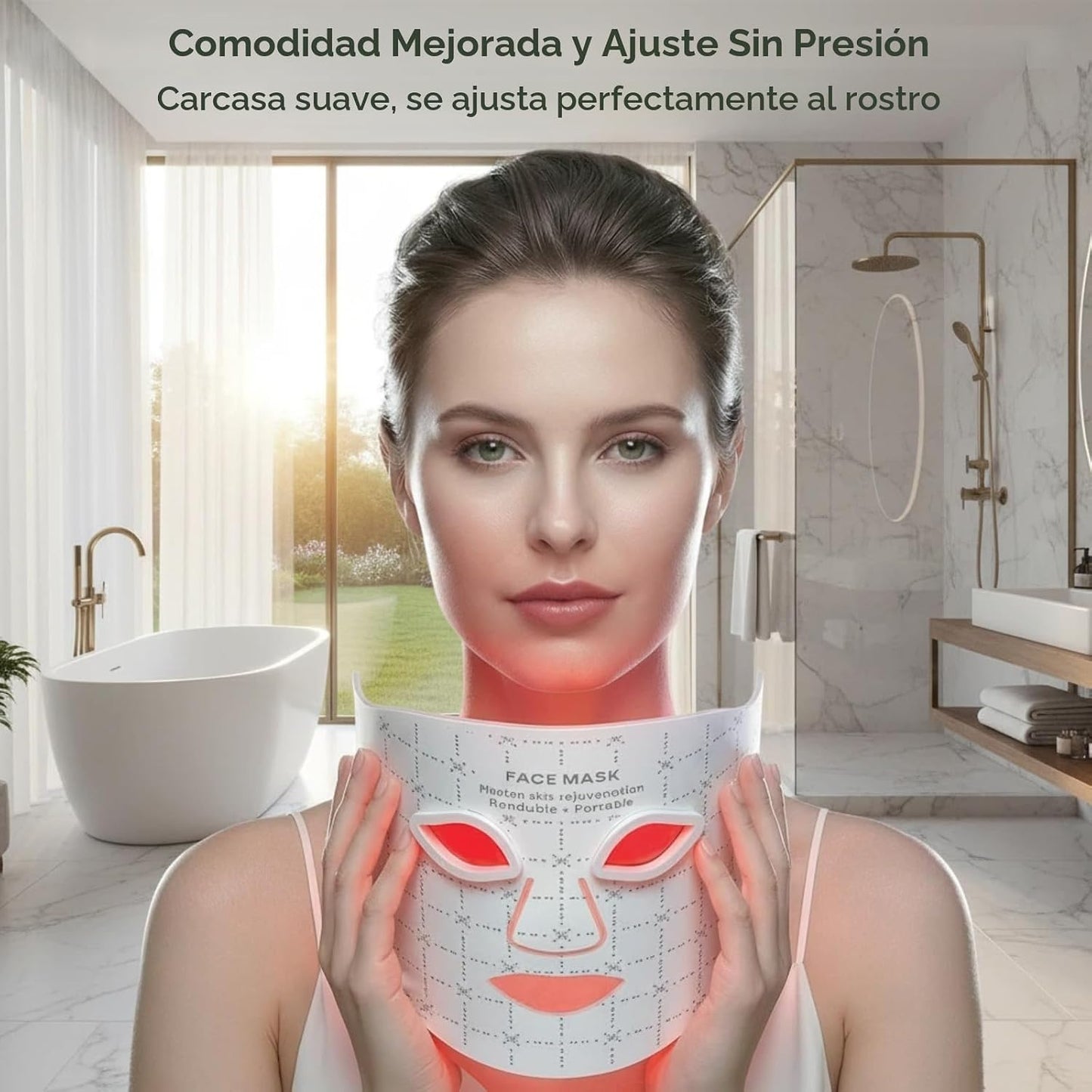 GIHWRRI Máscara de terapia de luz LED aprobada por la FDA, terapia...