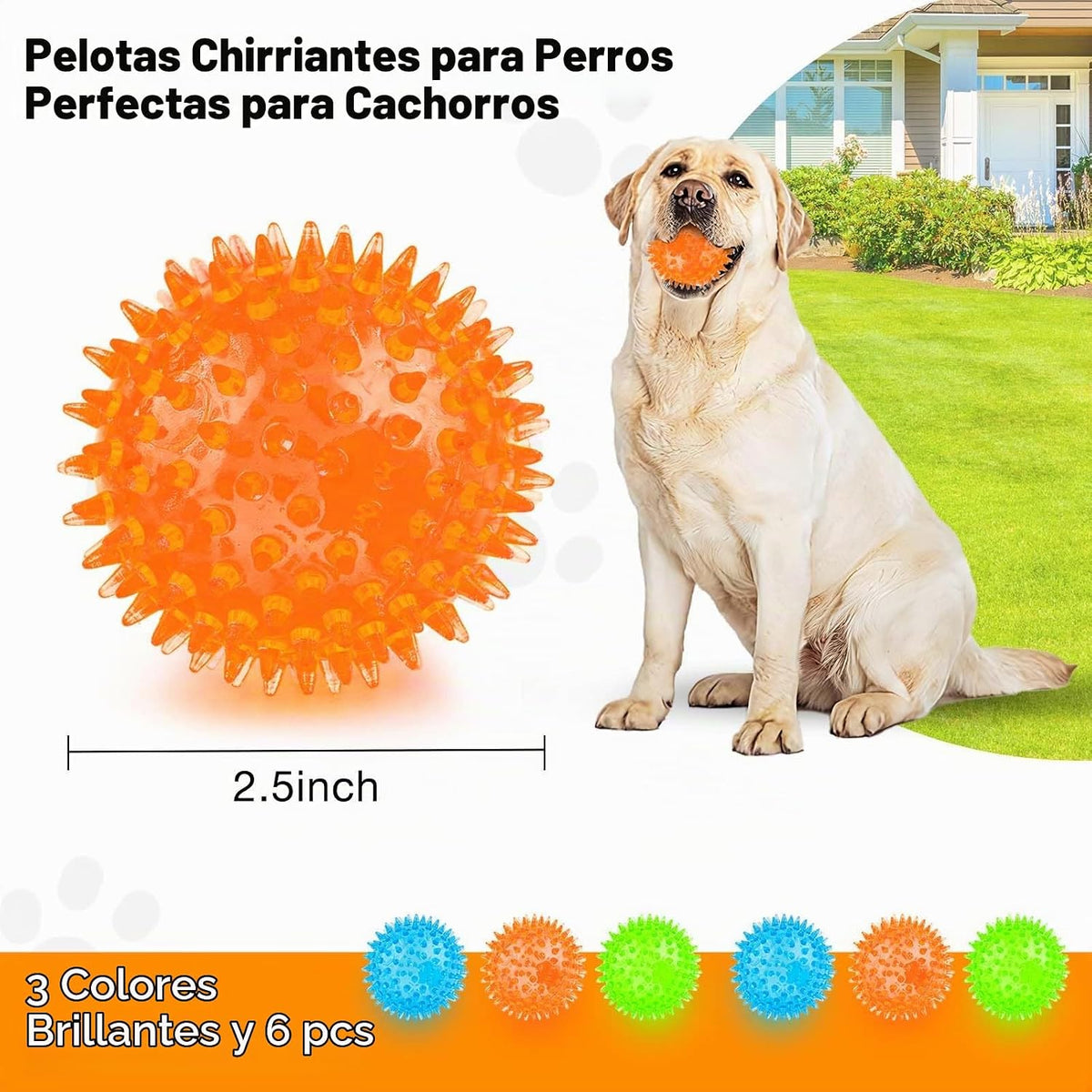 PUPTILY Juguete para cachorros de 2.5 pulgadas, bolas chirriantes p...