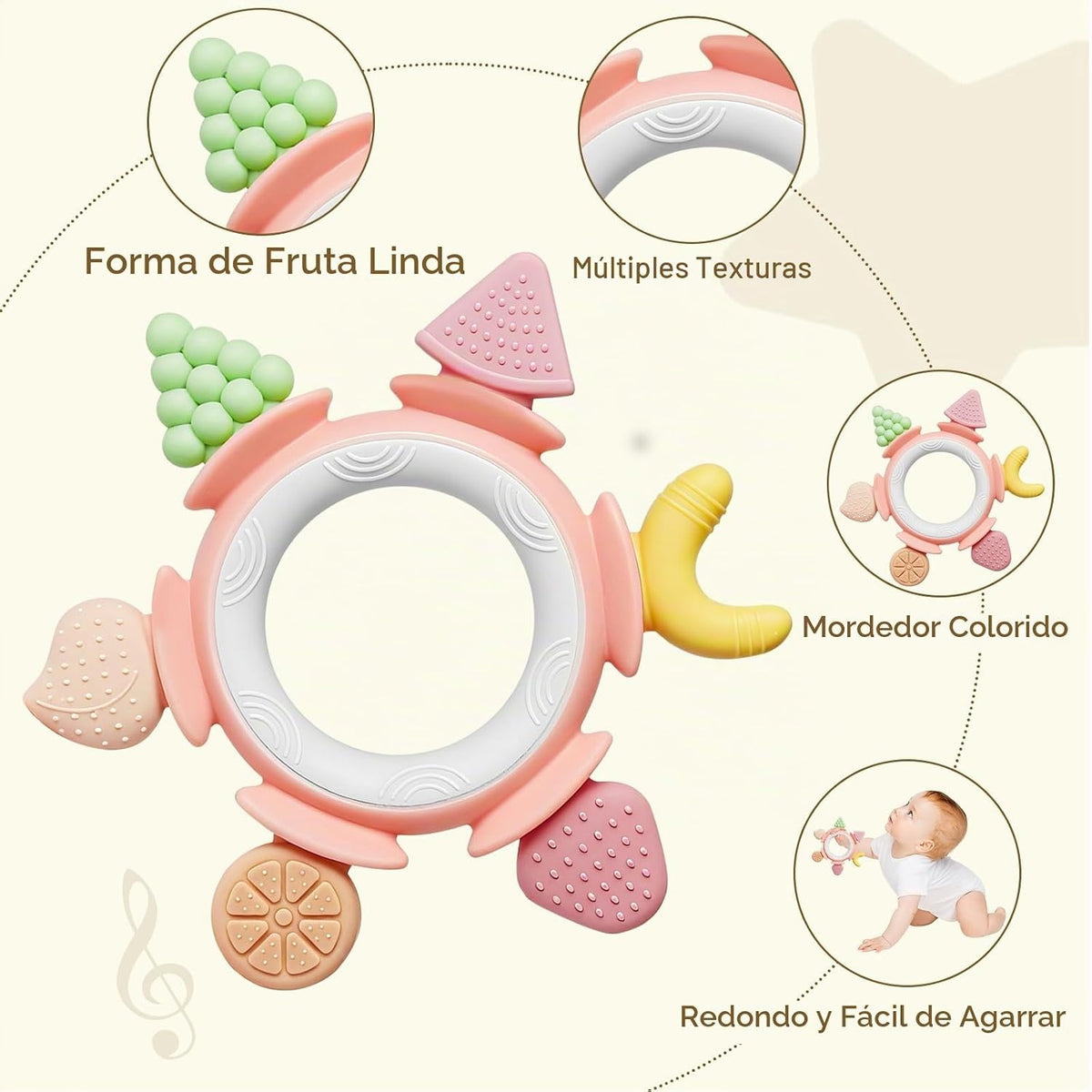 Hooku Mordedores de silicona para bebés de 6 a 12 meses, juguetes d...