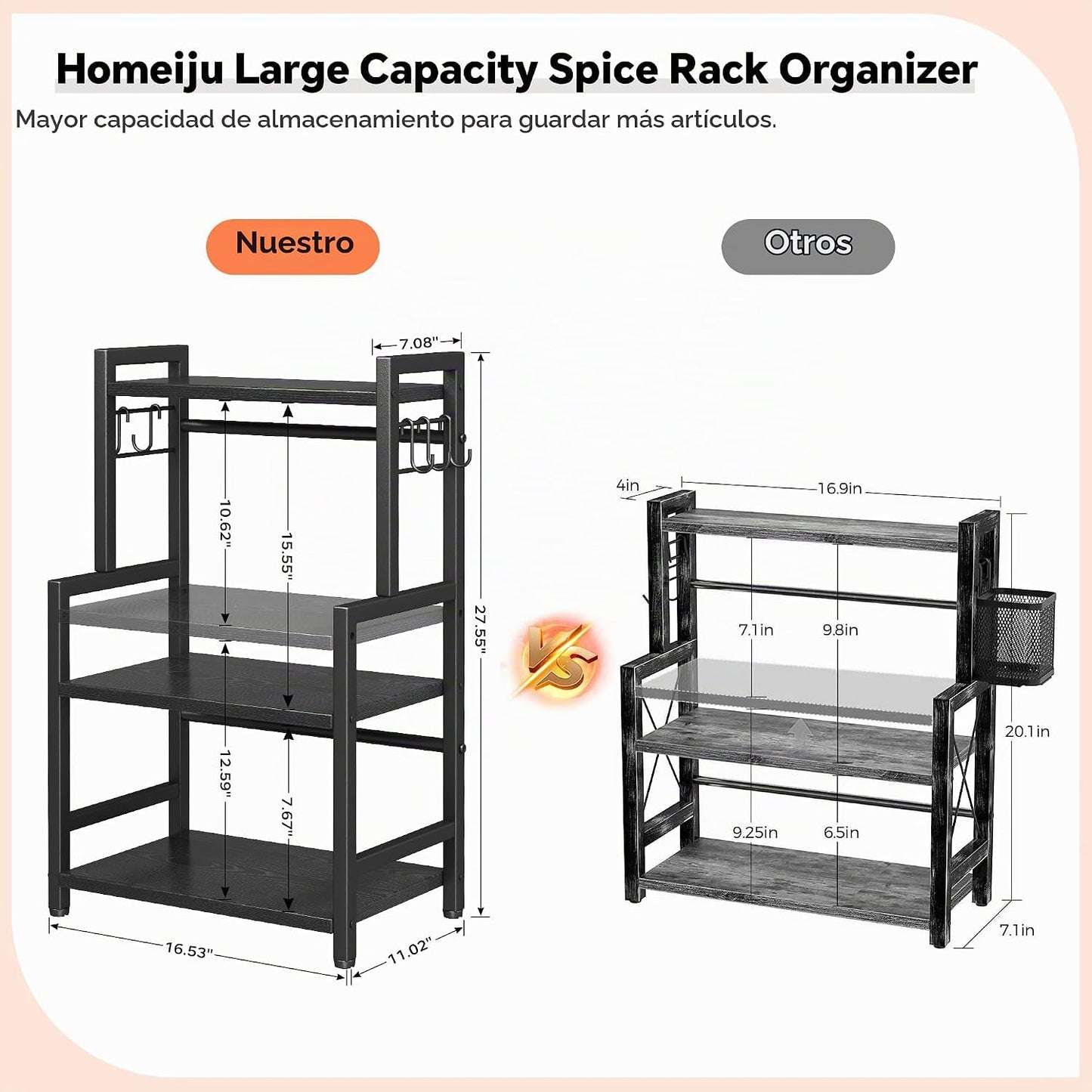 Organizador de encimera de cocina, estante de especias de 3 niveles...
