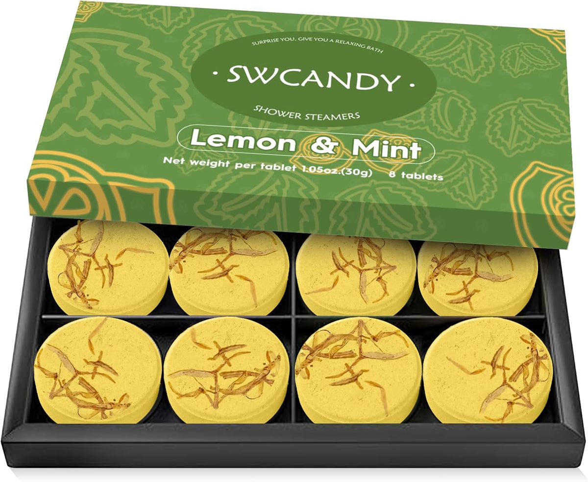 SWCANDY - Vaporizadores de ducha de limón y menta, paquete de 8 uni...