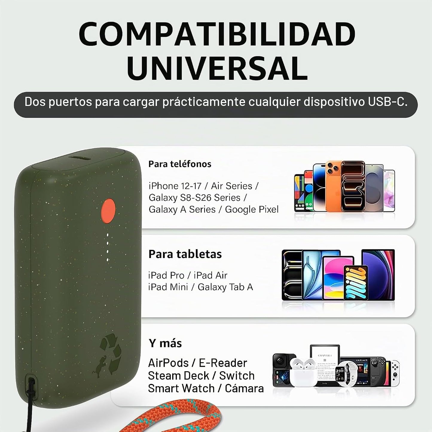 Nimble Champ Cargador Portátil, Banco de Energía de 10,000mAh Carga...