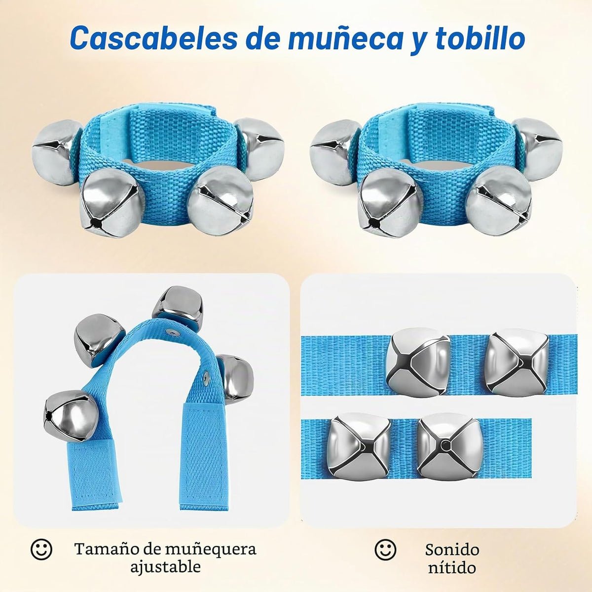 Panderetas azules para adultos, 10 unidades, pandereta de media lun...