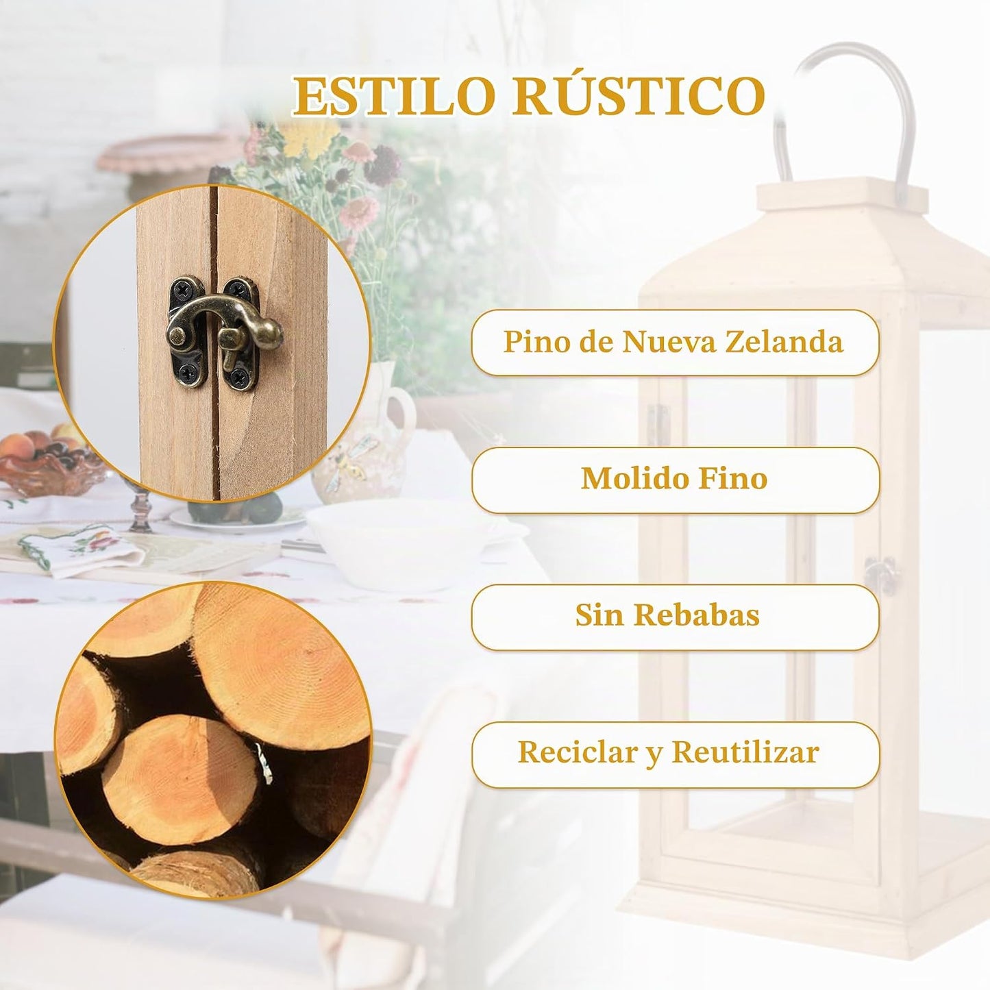 Bdor Paquete de 2 faroles de madera para exteriores de 27.5 pulgada...
