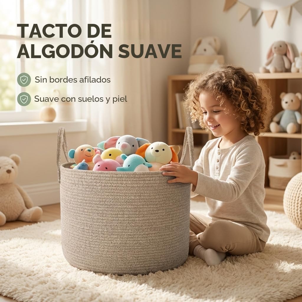 JMvicyroam Cesta Tejida para Mantas, Contenedor Grande de Almacenam...