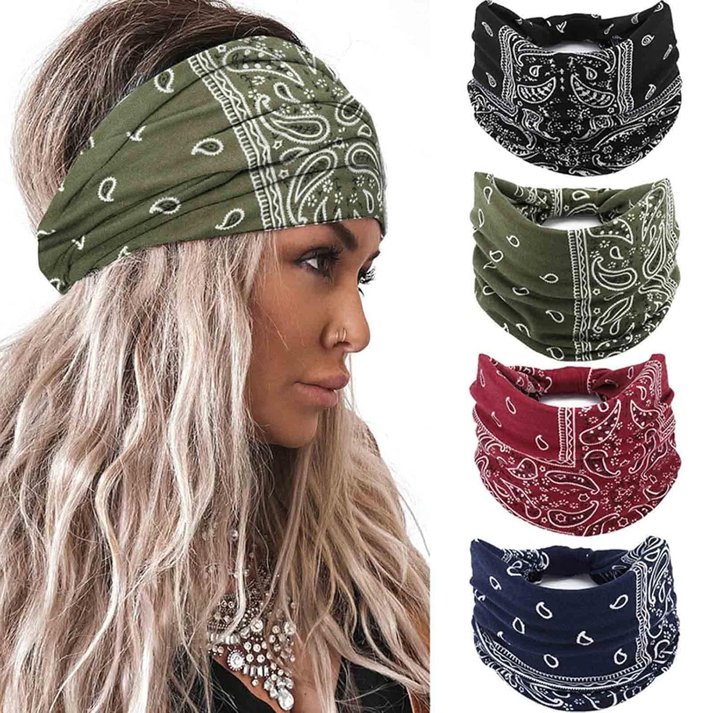 Acenail Diademas anchas con nudo para mujer, diadema de turbante el...