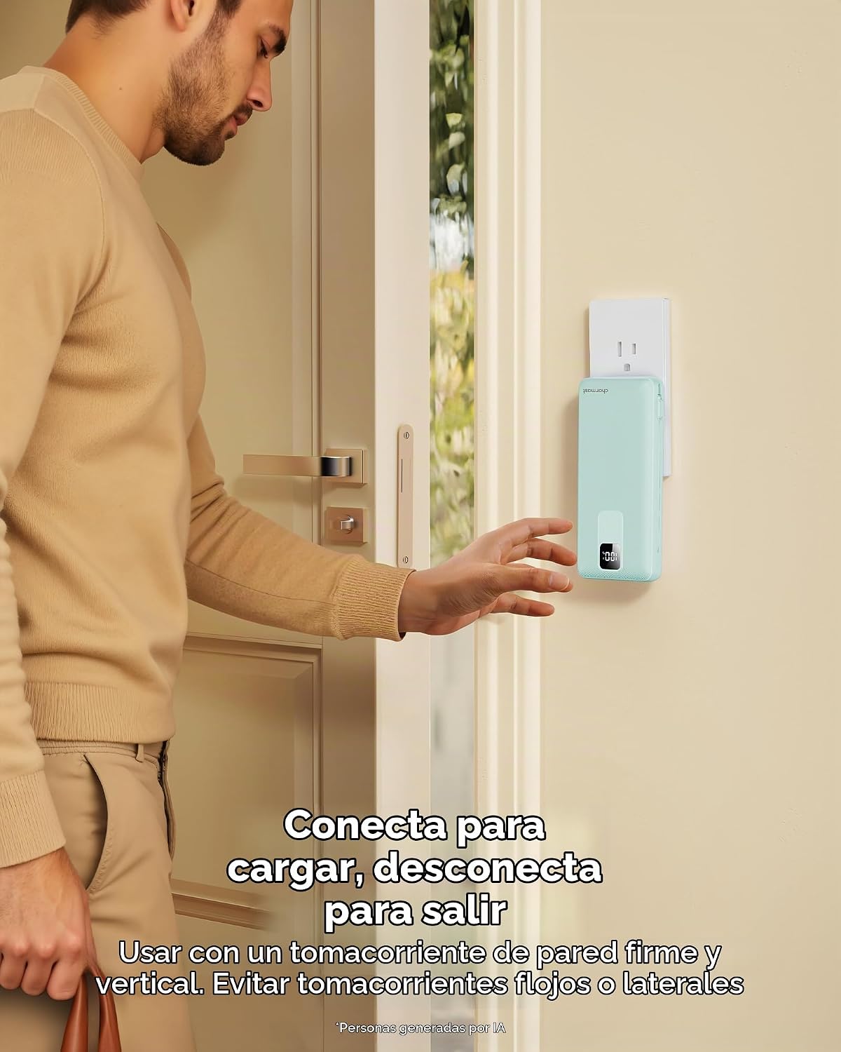 Cargador portátil Charmast con cables incorporados y enchufe de par...
