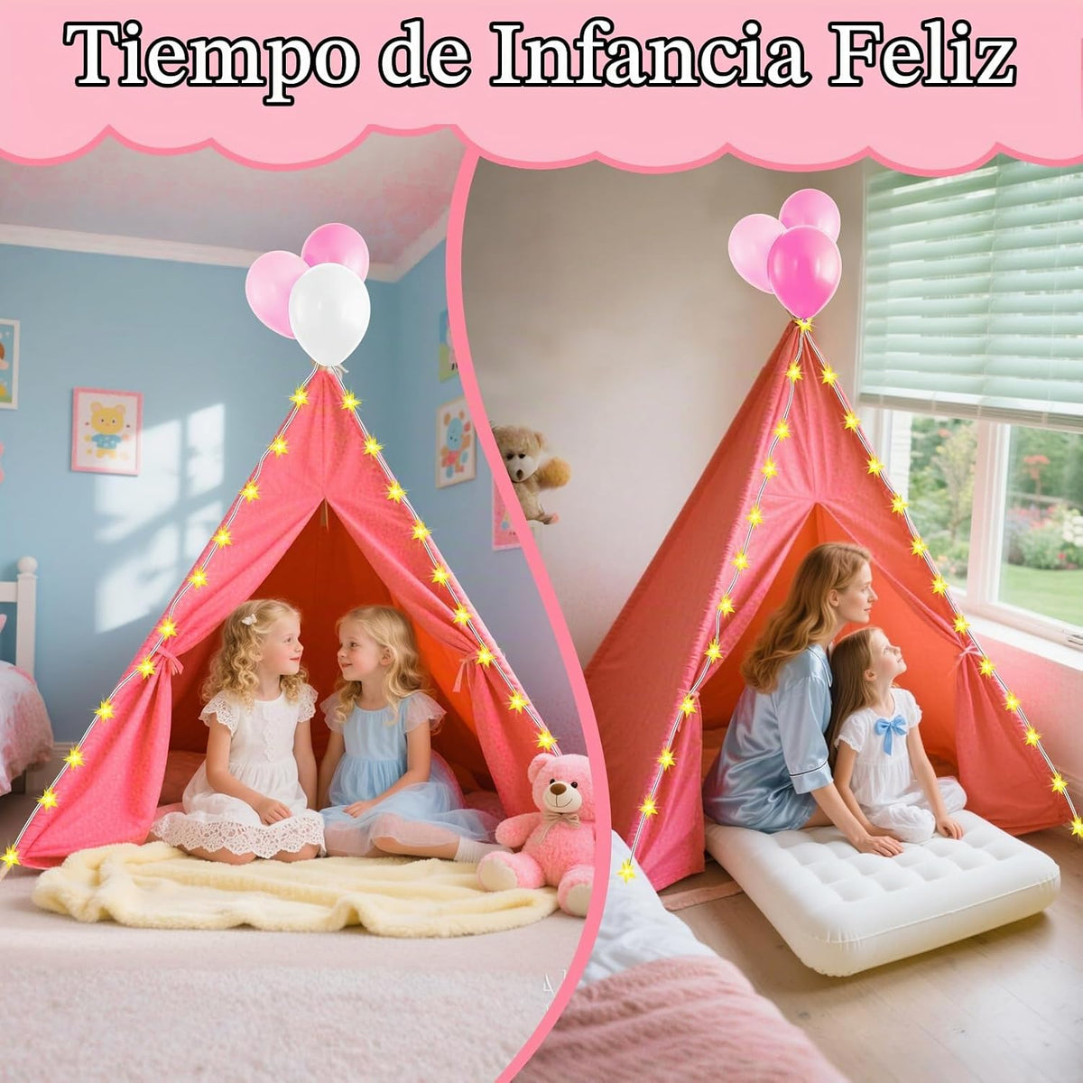 PLULON Paquete de 4 tiendas de campaña tipo tipi para niños y niñas...