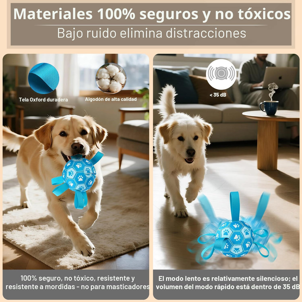 Qraxond Juguetes interactivos para perros, pelota de fútbol para pe...