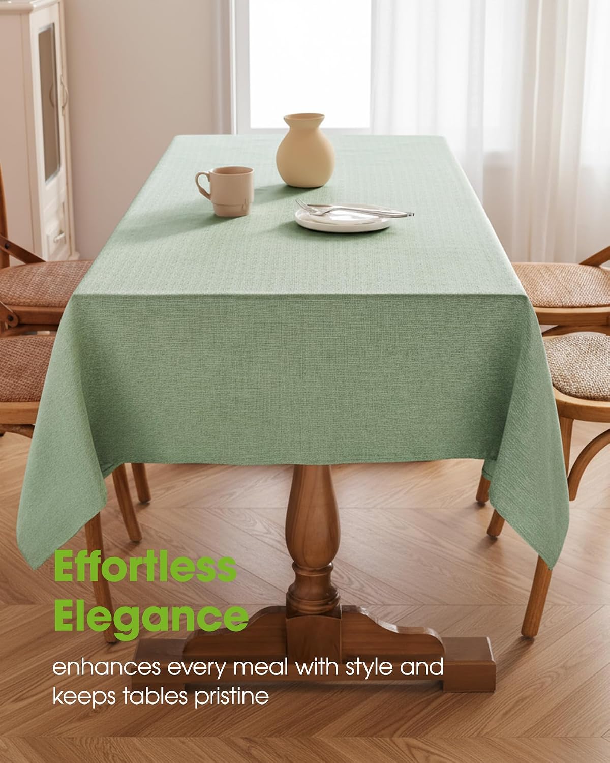 Pureegg Mantel Rectangular de Lino Impermeable y Resistente a las M...