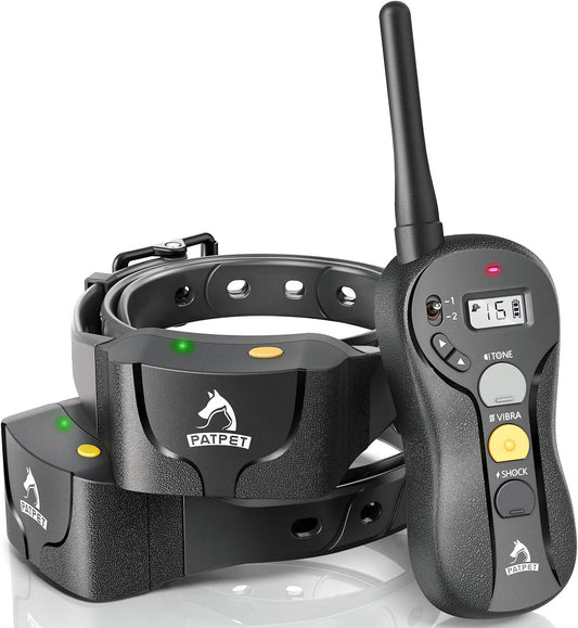 PATPET Collar de entrenamiento para 2 perros con control remoto \u2...