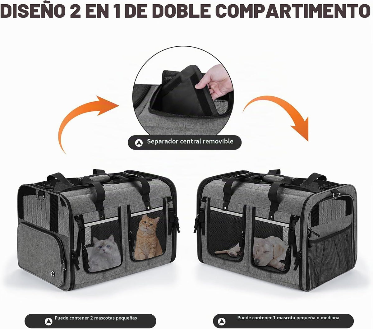 Groxkox Transportador de gatos para 2 gatos, plegable doble para ga...