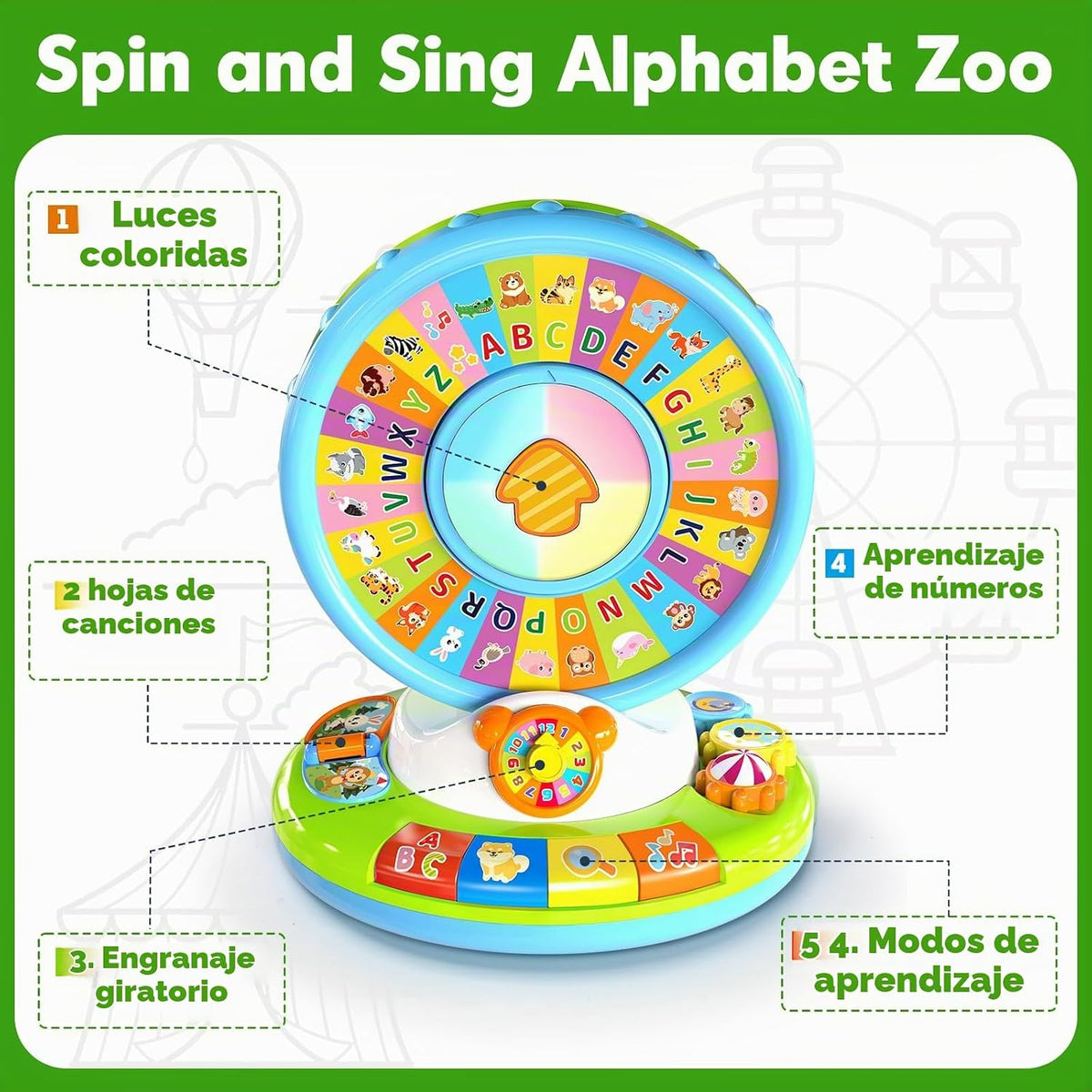 Juguetes para niños de 1, 2, 3 años, niños y niñas, alfabeto zoológ...