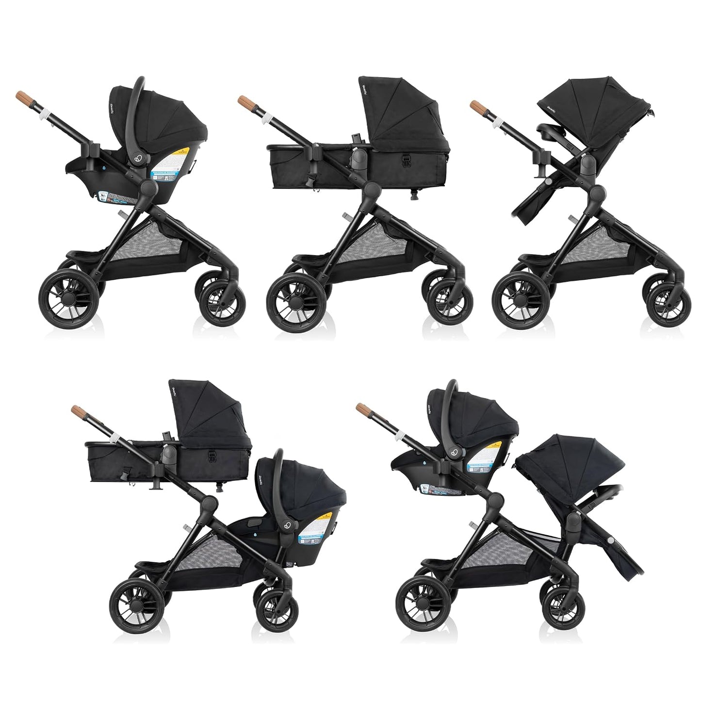 Evenflo Pivot Xpand NXT - Cochecito (negro carbón) | 8 modos de uso...