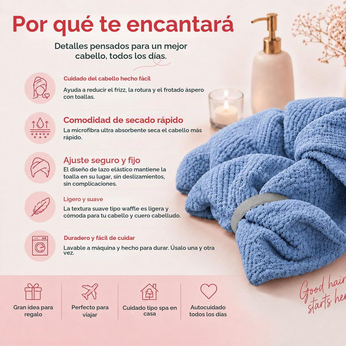 Toalla grande de microfibra para mujer, secado rápido y absorbente...