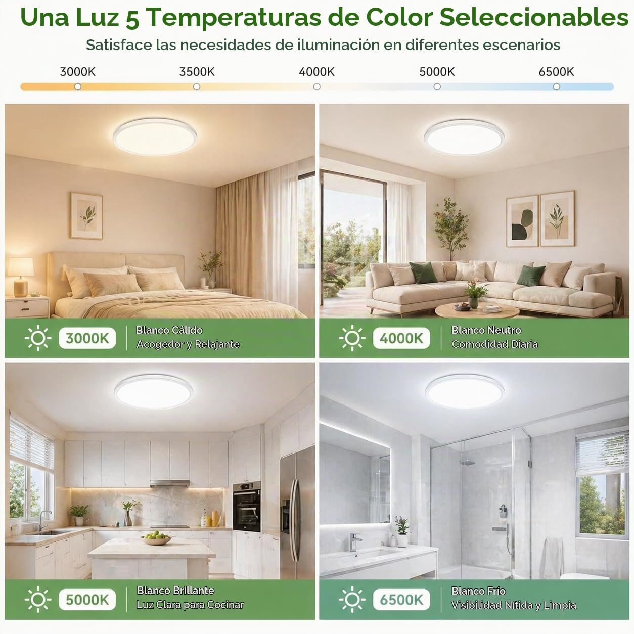 zemty - Paquete de 6 luces led de techo empotradas de 12 pulgadas,...