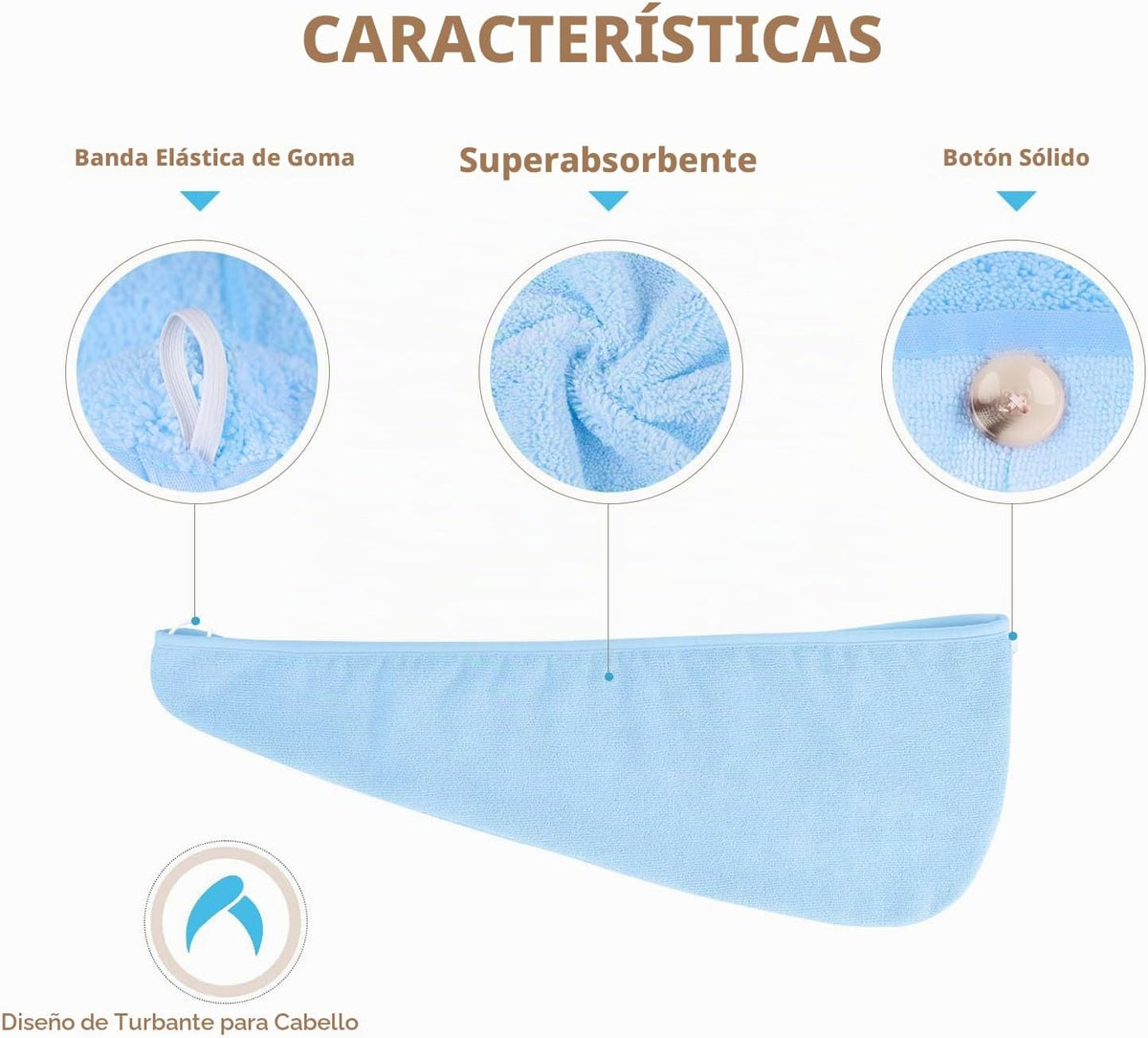 AIDEA - Toalla para el cabello, paquete de 5 toallas absorbentes de...