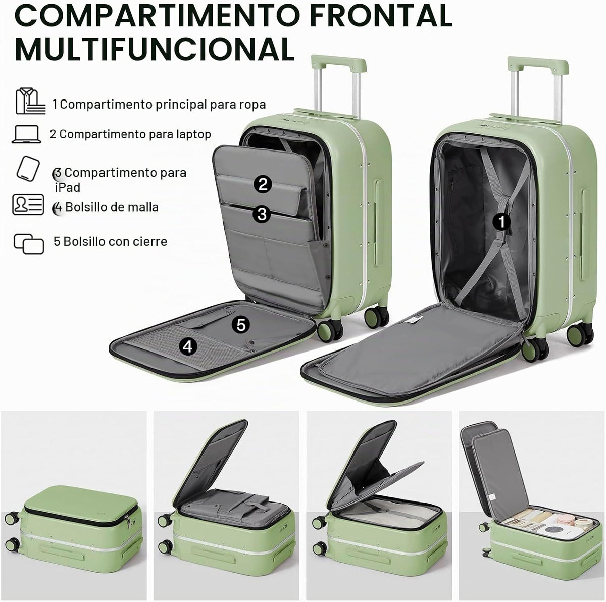 Maleta de equipaje mixi con ruedas giratorias, maleta de viaje con...