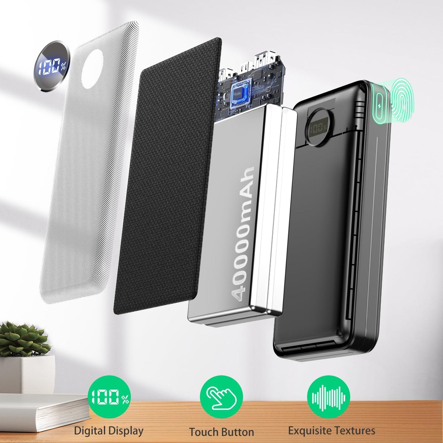 Cargador portátil de 40000 mAh, cargador de batería de carga rápida...