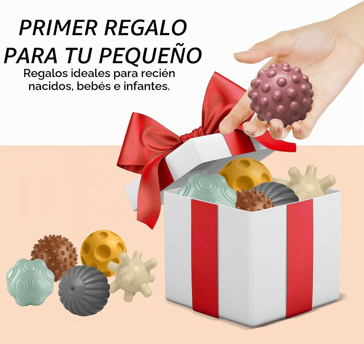 6 bolas de agarre de colores surtidos, juguetes sensoriales con tex...