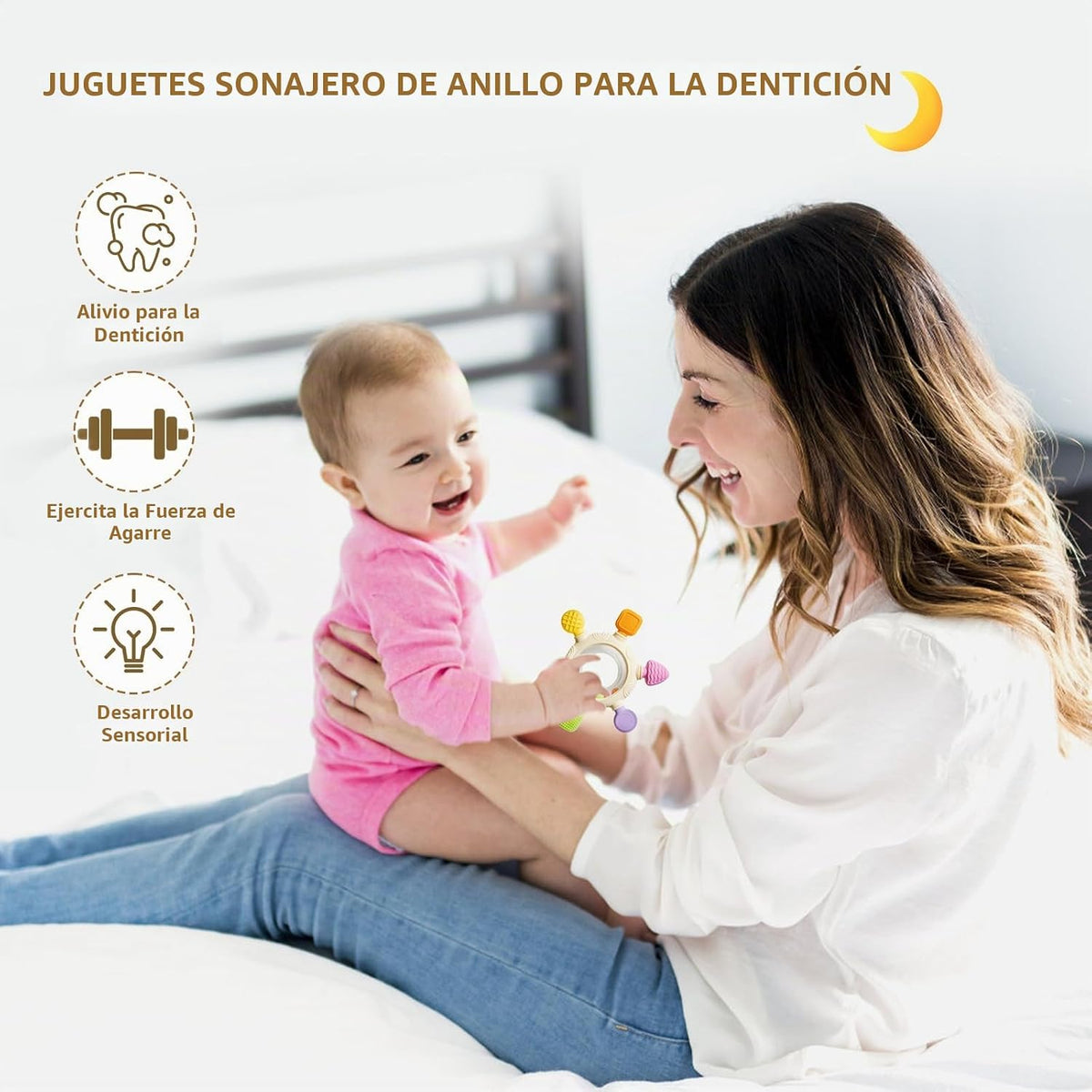 Hooku Mordedores de silicona para bebés de 6 a 12 meses, juguetes d...