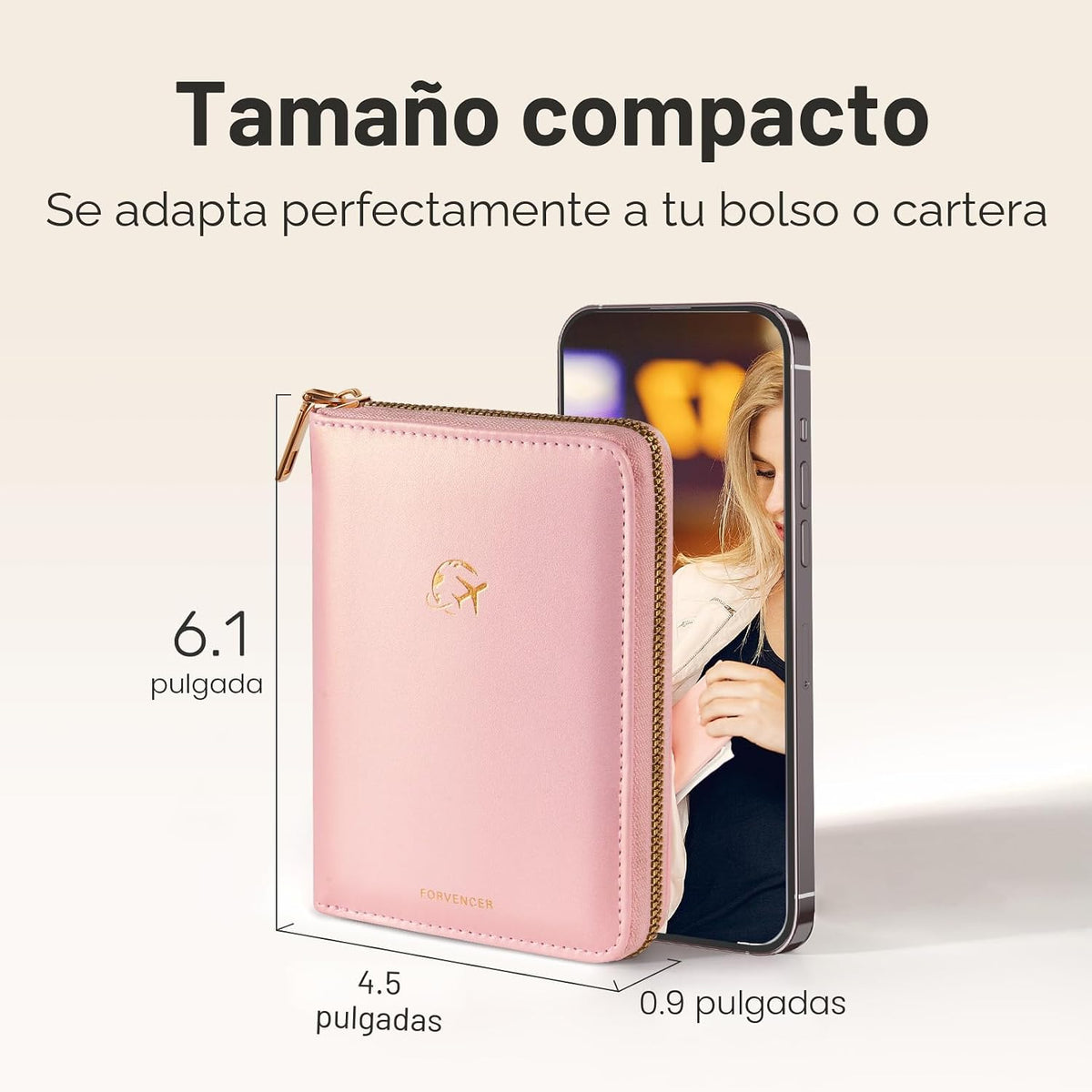 Forvencer Funda para pasaporte con cierre de cremallera seguro, car...
