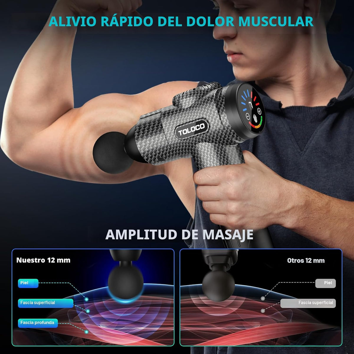TOLOCO Pistola de masaje, masaje de espalda de tejido profundo para...