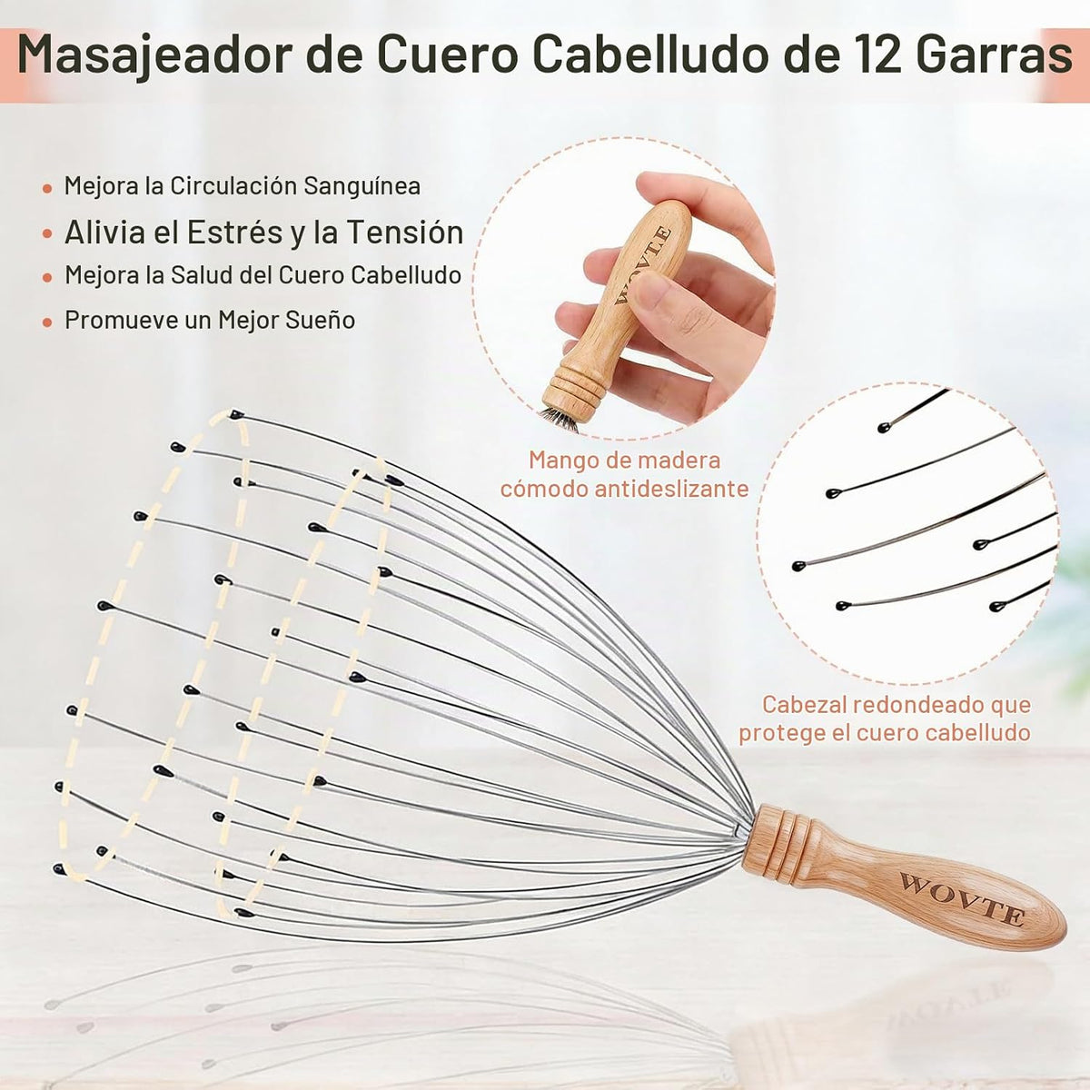 WOVTE Kit de rascador de espalda y masajeador de cabeza, regalos pa...
