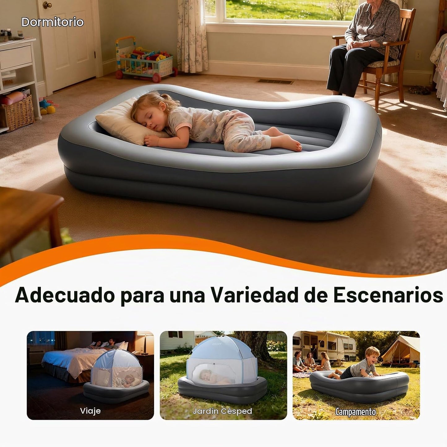 OGERY Cama inflable de viaje para niños pequeños con tienda de camp...