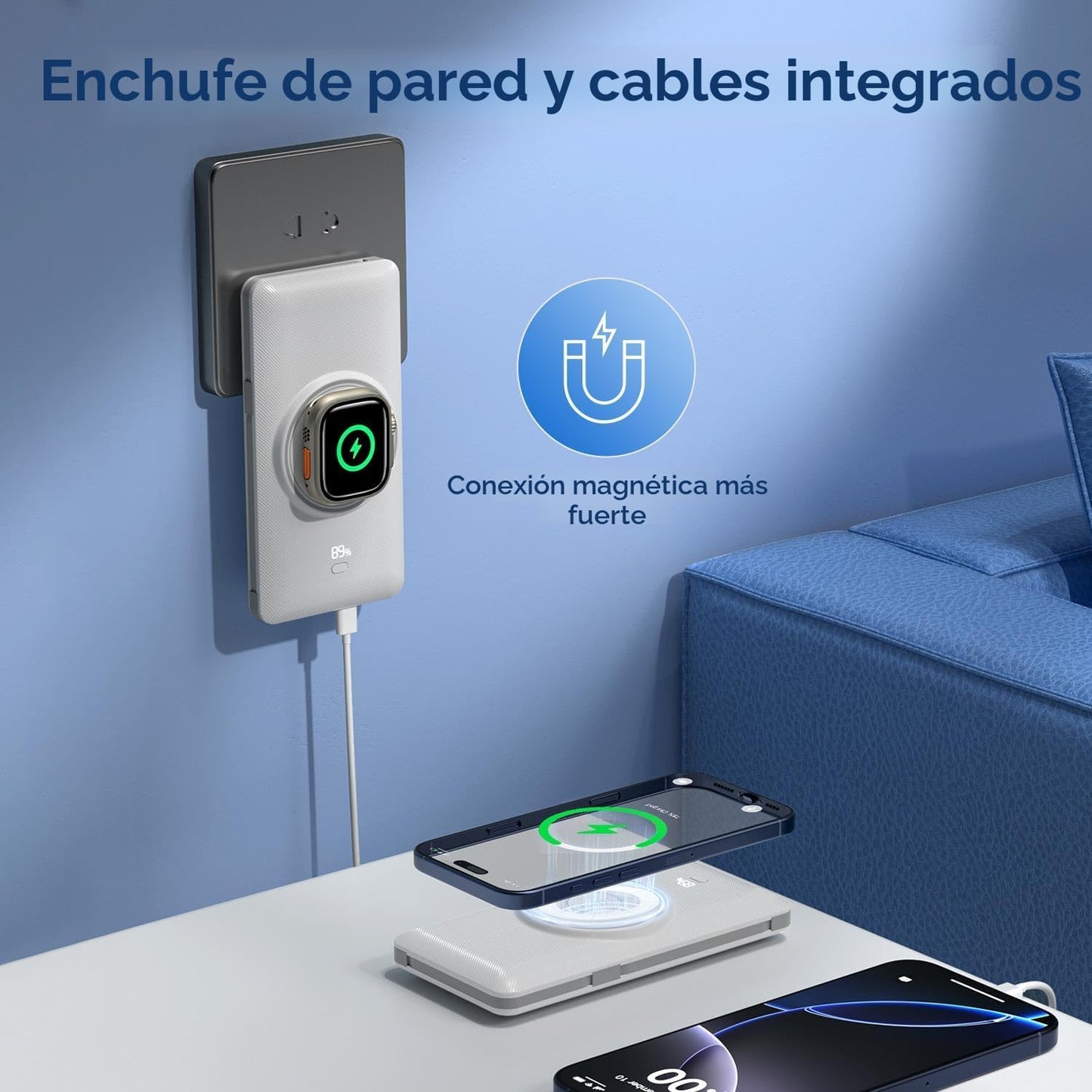 Cargador portátil magnético de 10000 mAh para iWatch e iPhone, banc...