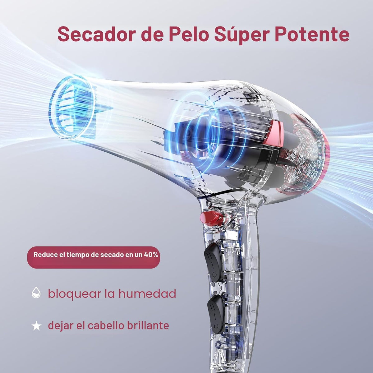 CONFU Secador de pelo profesional, secador iónico profesional con d...