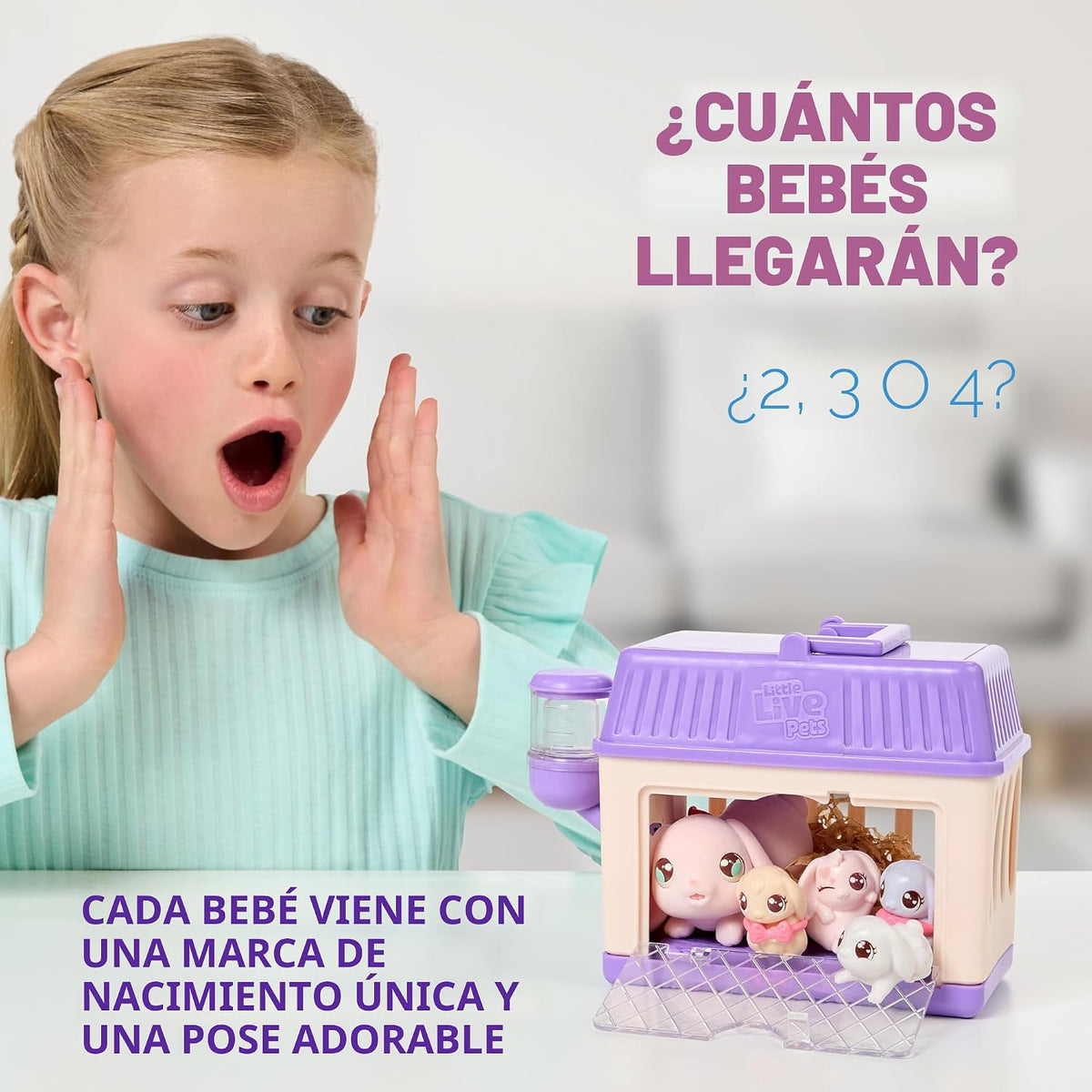 Little Live Pets Mama Surprise Minis Bunny, revela 2-4 bebés | Alim...