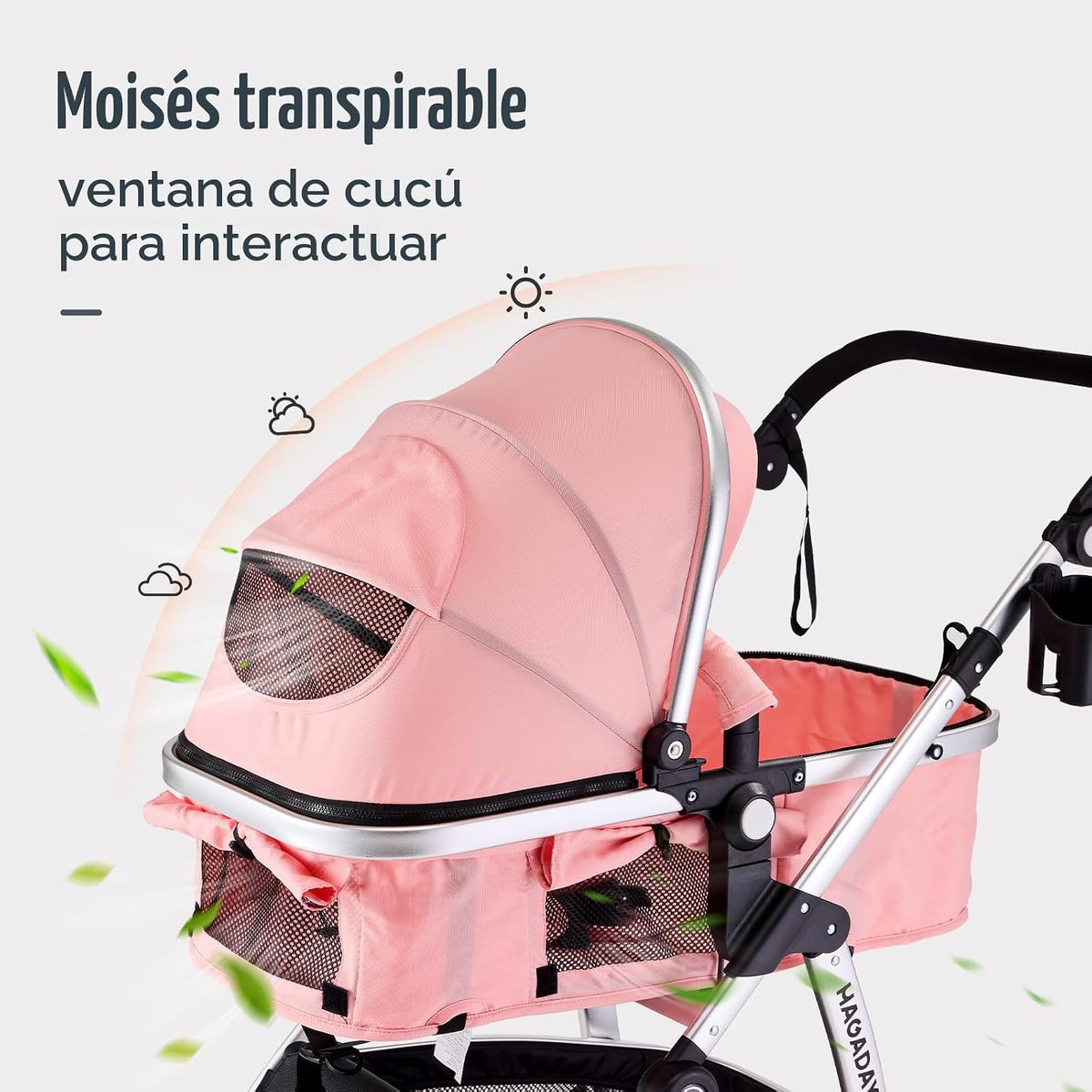 Hagaday Cochecito de bebé, asiento reversible 2 en 1 para niños peq...