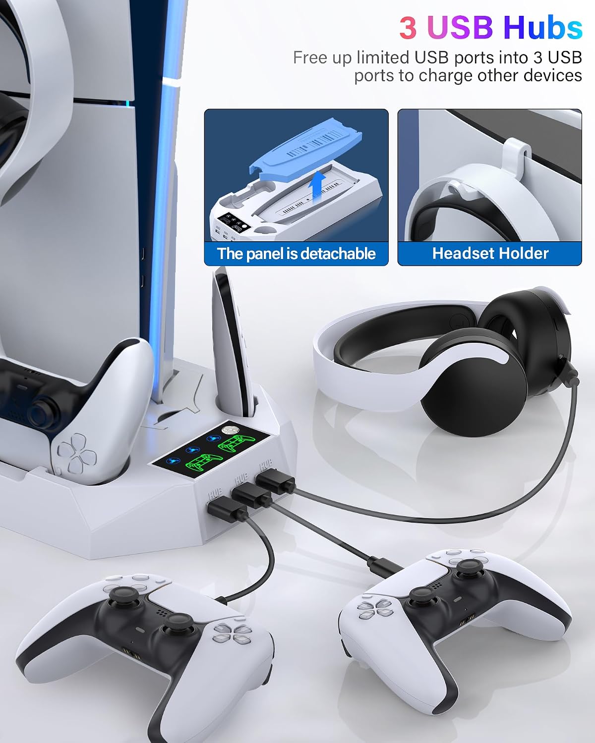 Soporte para PS5\/PS5 Slim\/PS5 Pro y estación de refrigeración con...