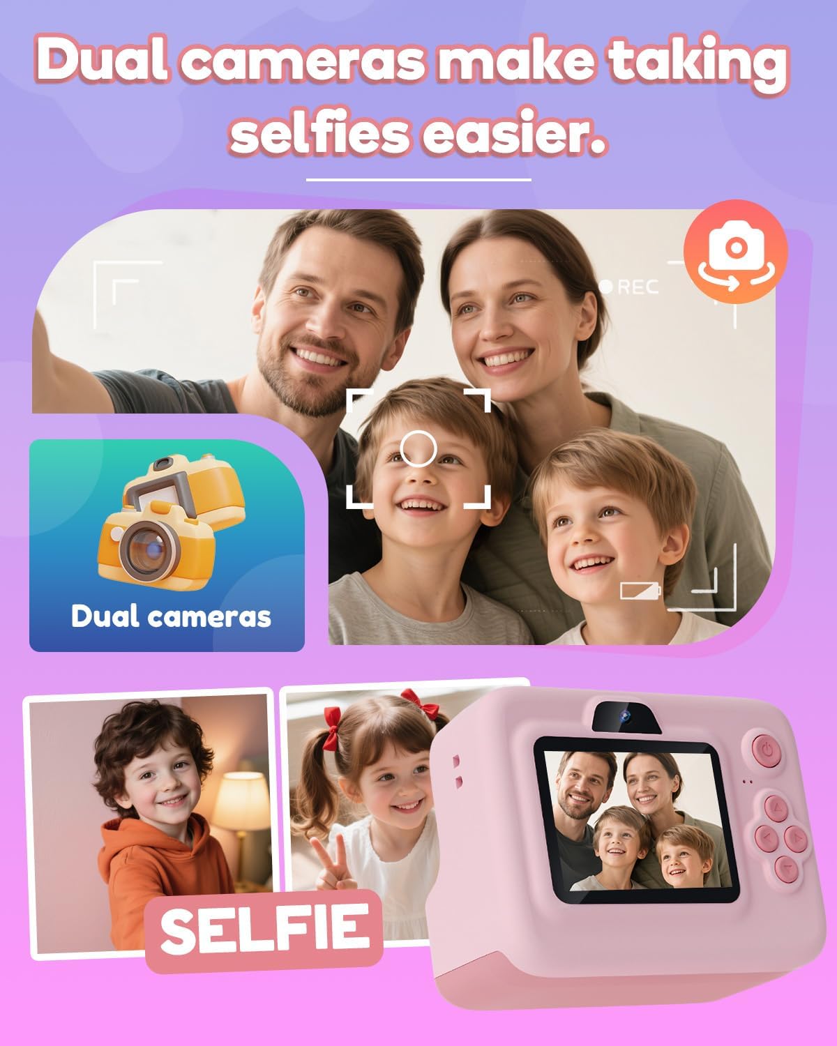 Dylanto - Cámara de impresión instantánea para niños, de 1080p, reg...