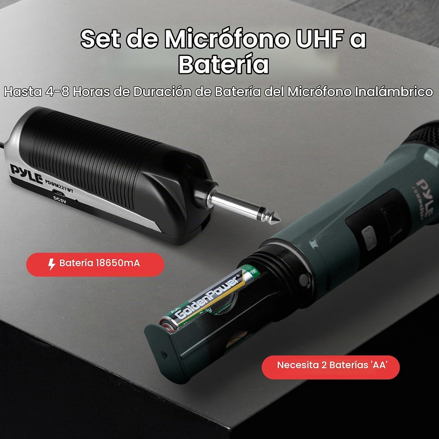 Pyle Sistema Portátil de Receptor de Banda UHF, Sistema de Micrófon...