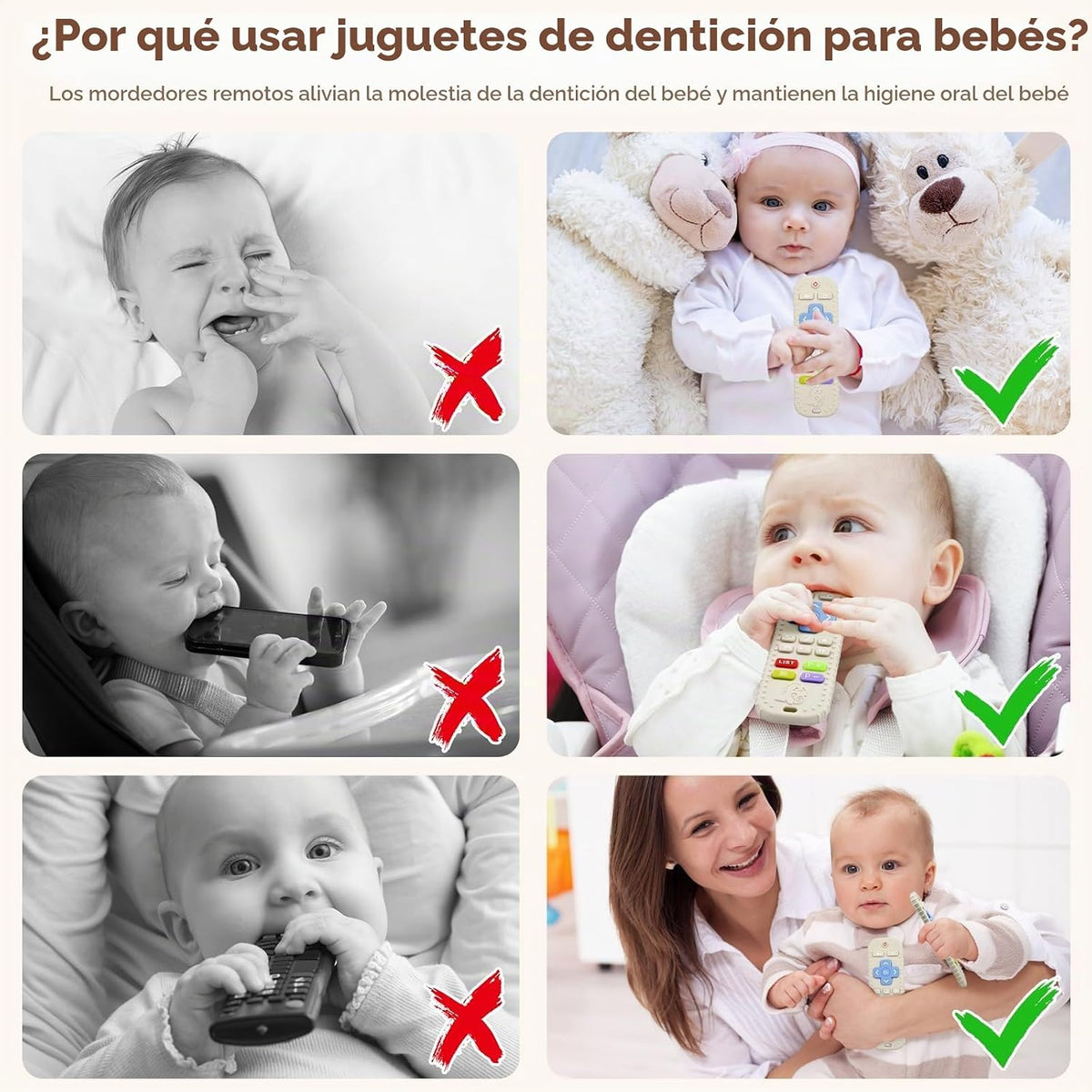 Mordedores para aliviar la dentición, juguetes para bebés de 3 a 6...