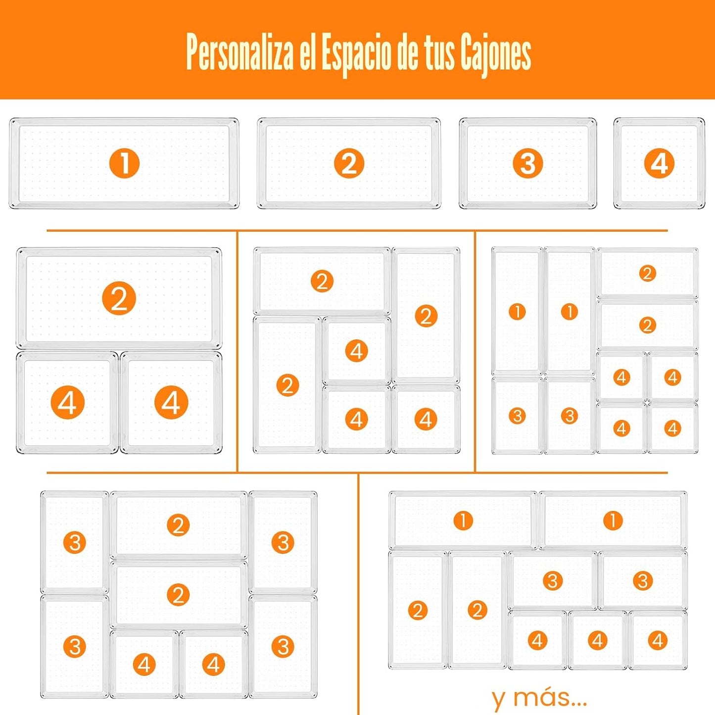 Criusia Juego de 6 organizadores de cajones transparentes de gran t...