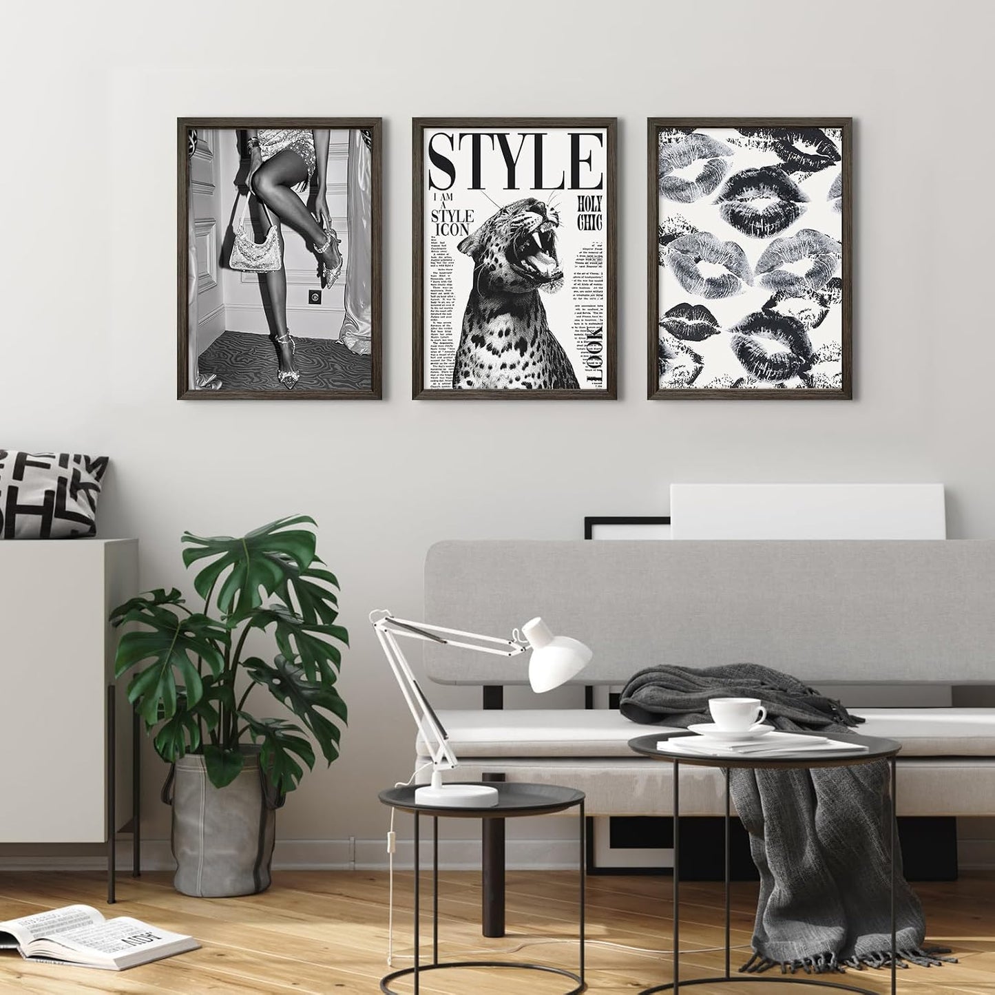 Arte de Pared de Leopardo de Moda Lienzo de Guepardo Blanco y Negro...