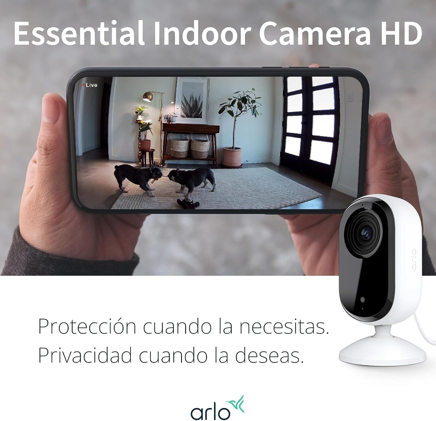 Cámara de seguridad Arlo Essential 1080p HD, para interiores y exte...