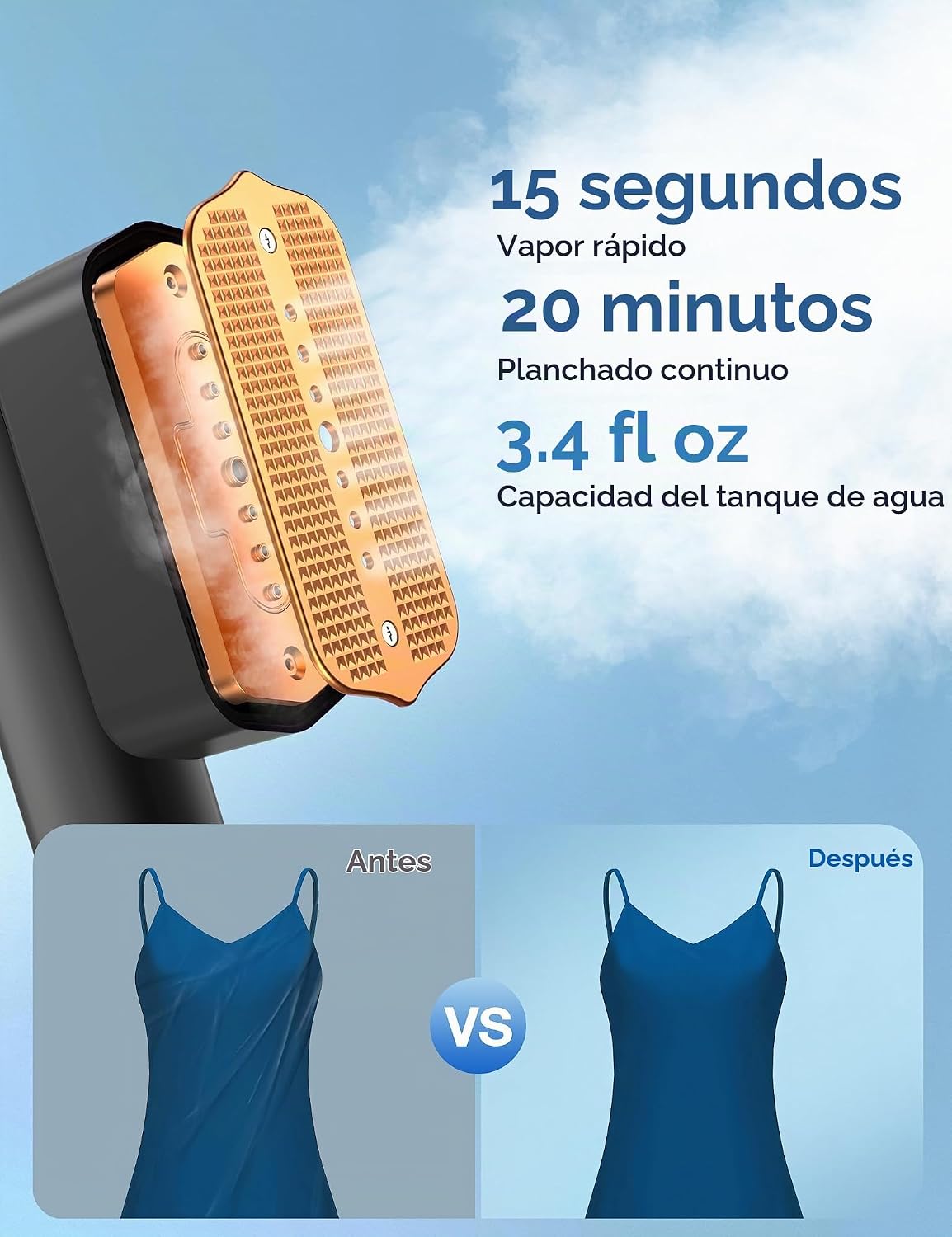 Sundu Vaporizador portátil 2 en 1 para ropa | Calentamiento rápido...
